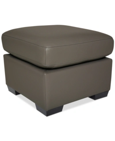 Furniture Lothan 24" Leather Ottoman, Created For Macy's In Valencia Pewter Grey