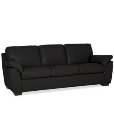 Furniture Lothan 87" Leather Sofa, Created For Macy's In Valencia Ink Black