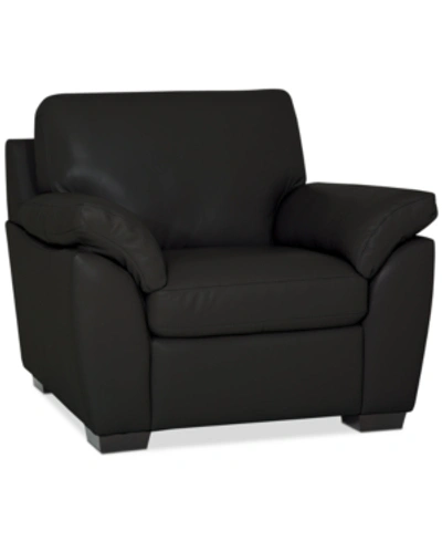 Furniture Lothan 41" Leather Chair, Created For Macy's In Valencia Ink Black