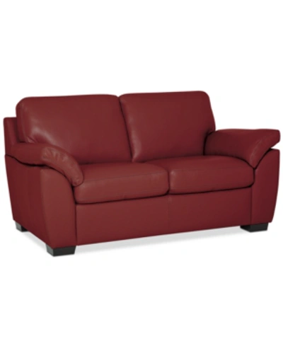 Furniture Lothan 64" Leather Loveseat, Created For Macy's In Valencia Cherry Red