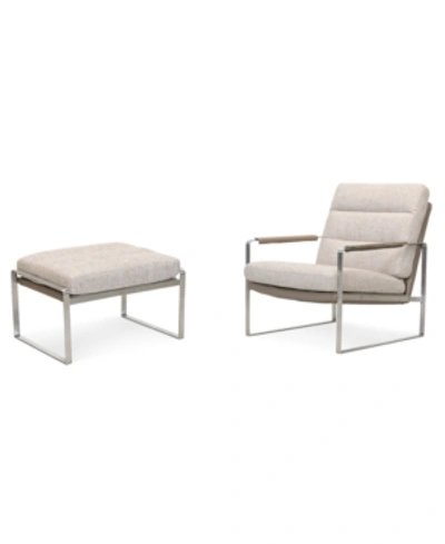 Furniture Closeout! Mattley 28" Fabric Steel Frame Chair And 26" Steel Frame Ottoman Set, Created For Macy's In Amaro Tan