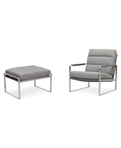 Furniture Closeout! Mattley 28" Fabric Steel Frame Chair And 26" Steel Frame Ottoman Set, Created For Macy's In Amaro Grey