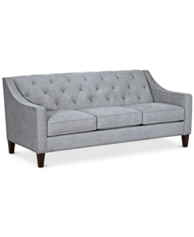 Furniture Closeout! Chloe Ii 76" Fabric Tufted Slope Arm Sofa In Pewter