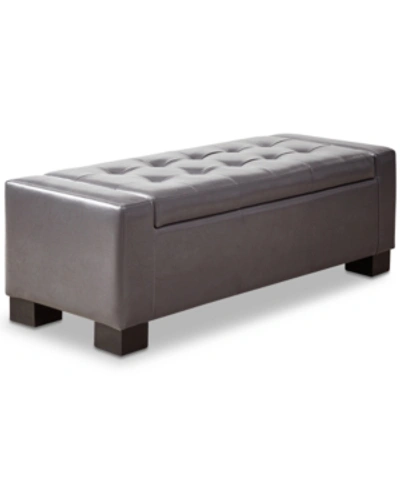 Furniture Clay Faux-leather Storage Ottoman In Grey