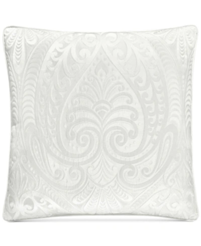 J Queen New York Bianco Embroidered Decorative Pillow, 18" X 18" In White
