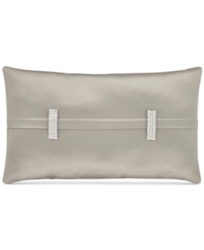 J Queen New York Satinique Decorative Pillow, 12" X 20" In Silver