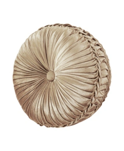 J Queen New York Sandstone Tufted Decorative Pillow, 15" Round In Beige