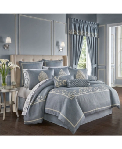 J Queen New York Aurora Queen 4pc. Comforter Set Bedding In Blue