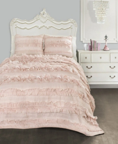 Lush Decor Belle Ruffle 3-piece Full/queen Quilt Set In Pink Blush