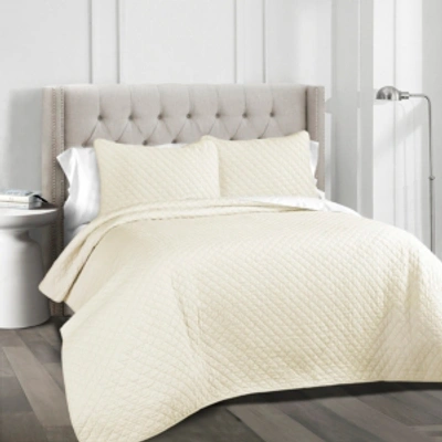 Lush Decor Ava Cotton 3-piece King Quilt Set In Ivory