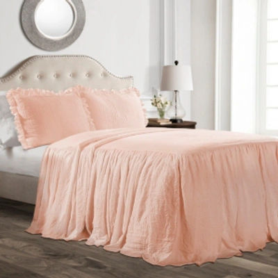 Lush Decor Ruffle Skirt 3-piece Full Bedspread Set In Blush