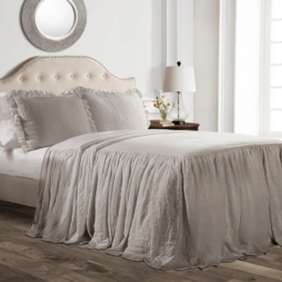 Lush Decor Ruffle Skirt 3-piece King Bedspread Set In Gray