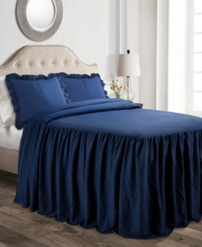 Lush Decor Ruffle Skirt 3-piece Queen Bedspread Set In Navy