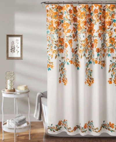 Lush Decor Tanisha Floral Shower Curtain, 72" X 72" In Tangerine