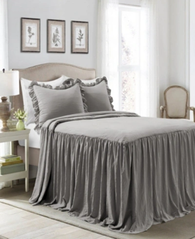 Lush Decor Ruffle Skirt 3-piece King Bedspread Set In Dark Grey