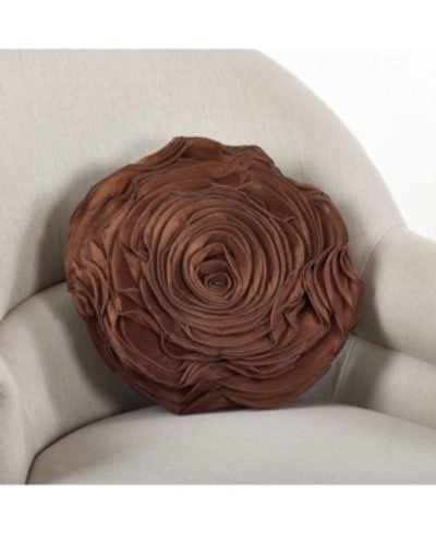 Saro Lifestyle Rose Decorative Pillow, 16" Round In Coffee Bea