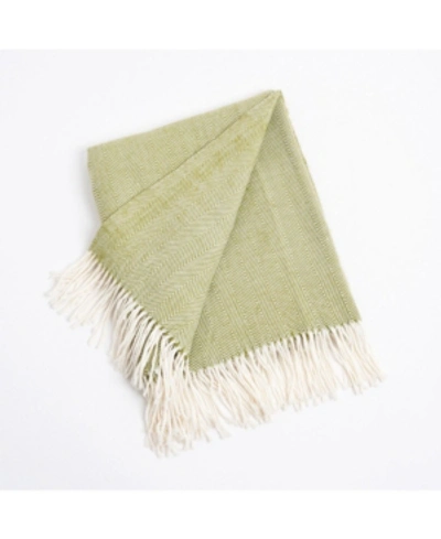 Saro Lifestyle Classic Herringbone Throw In Lime