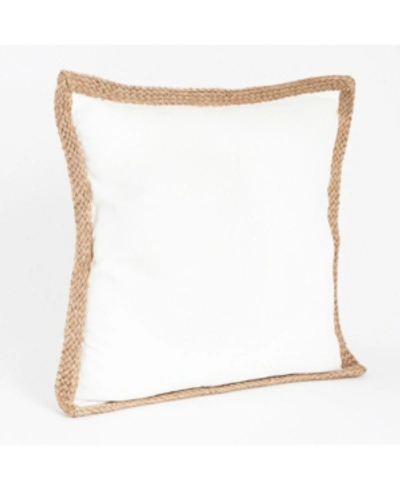 Saro Lifestyle Braided Jute Decorative Pillow, 20" X 20" In White