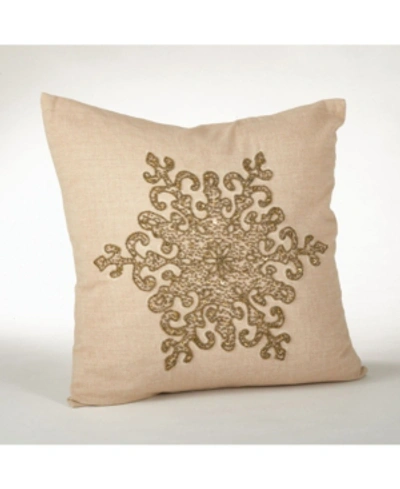 Saro Lifestyle Snowflake Beaded Decorative Pillow, 18" X 18" In Bronze
