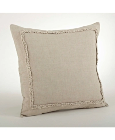 Saro Lifestyle Ruffled Border Linen Decorative Pillow, 20" X 20" In Natural