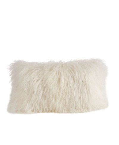 Saro Lifestyle Mongolian Wool Lamb Fur Decorative Pillow, 12" X 20" In Ivory