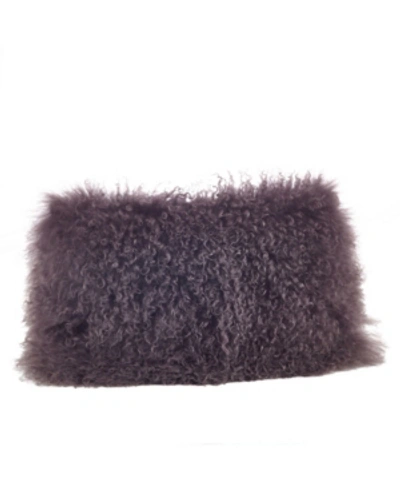 Saro Lifestyle Mongolian Wool Lamb Fur Decorative Pillow, 12" X 20" In Dark Gray