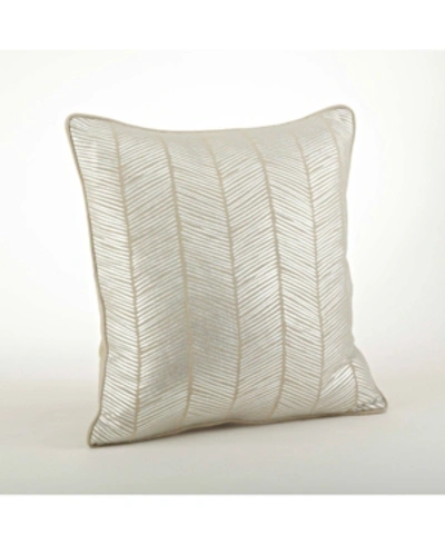 Saro Lifestyle Metallic Herringbone Decorative Pillow, 20" X 20" In Silver