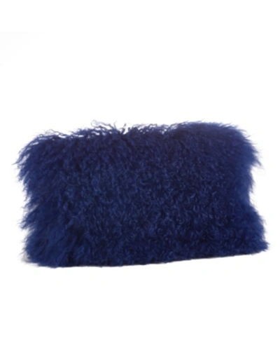 Saro Lifestyle Mongolian Wool Lamb Fur Decorative Pillow, 12" X 20" In Sapphire