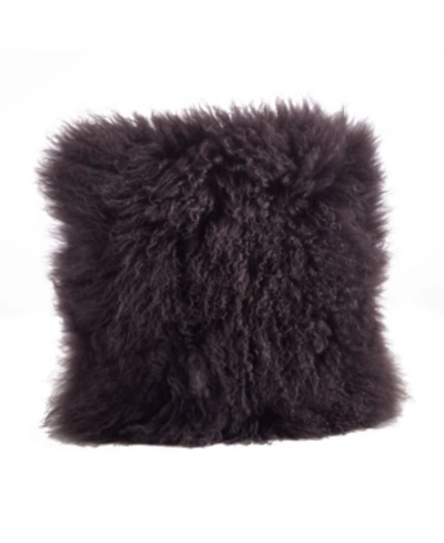 Saro Lifestyle Mongolian Wool Lamb Fur Decorative Pillow, 20" X 20" In Dark Gray