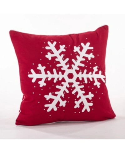 Saro Lifestyle Single Snowflake Decorative Pillow, 18" X 18" In Red
