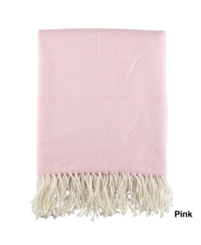 Saro Lifestyle Classic Herringbone Throw In Blush