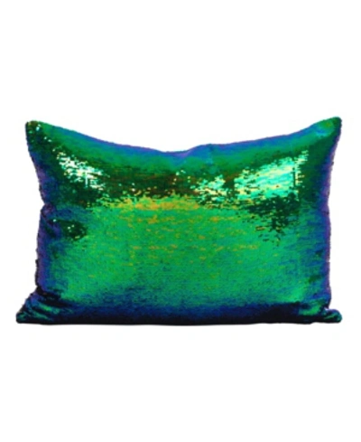 Saro Lifestyle Sirun Reversible Sequin Mermaid Poly Filled Decorative Pillow, 16" X 24" In Teal