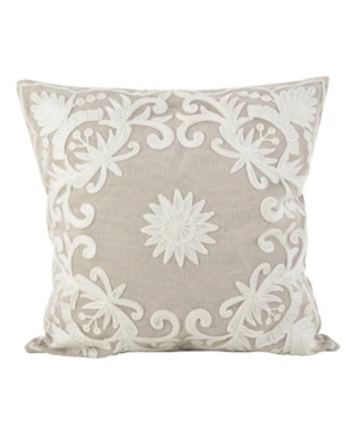 Saro Lifestyle Embroidered Decorative Pillow, 18" X 18" In Ivory