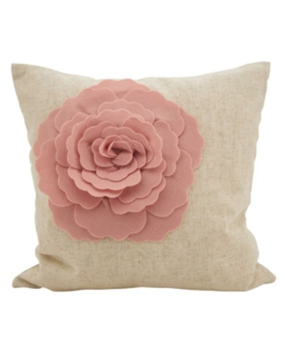 Saro Lifestyle Rose Flower Statement Throw Pillow, 18" X 18" In Blush
