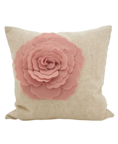 Saro Lifestyle Rose Flower Statement Decorative Pillow, 18" X 18" In Blush