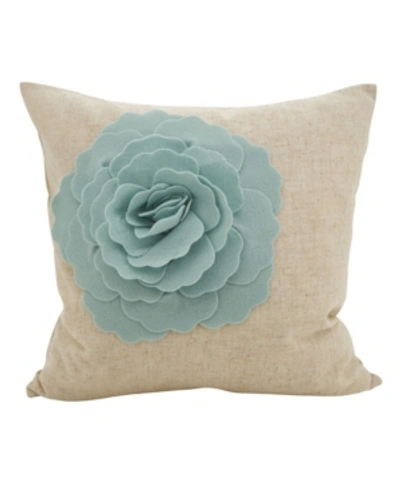 Saro Lifestyle Rose Flower Statement Decorative Pillow, 18" X 18" In Aqua