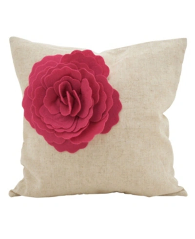 Saro Lifestyle Rose Flower Statement Throw Pillow, 18" X 18" In Fuchsia
