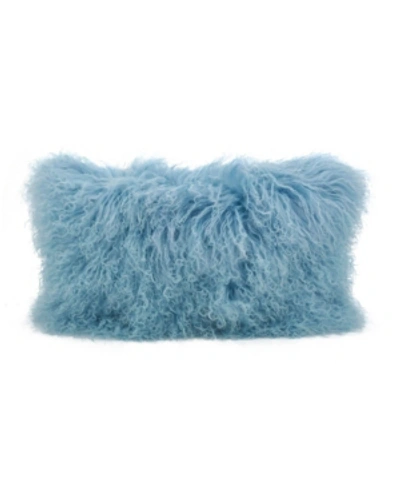 Saro Lifestyle Mongolian Wool Lamb Fur Decorative Pillow, 12" X 20" In Baby Blue