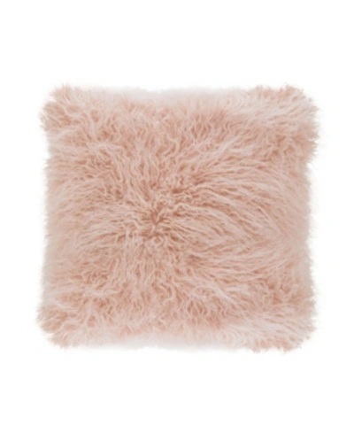 Saro Lifestyle Mongolian Faux Fur Decorative Pillow, 18" X 18" In Blush