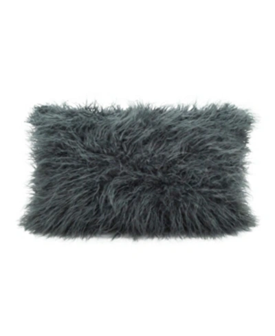 Saro Lifestyle Mongolian Faux Fur Decorative Pillow, 12" X 20" In Slate