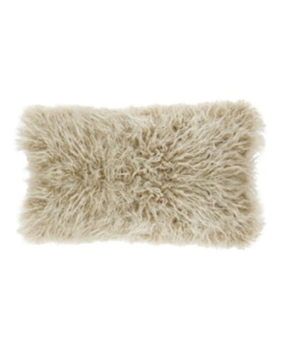 Saro Lifestyle Mongolian Faux Fur Decorative Pillow, 12" X 20" In Beige