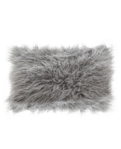 Saro Lifestyle Mongolian Faux Fur Decorative Pillow, 12" X 20" In Gray