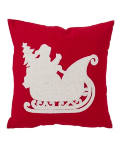 Saro Lifestyle Santas Sleigh Christmas Decorative Pillow, 18" X 18" In Red