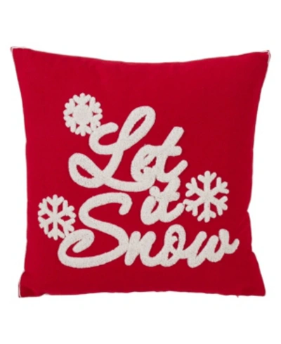 Saro Lifestyle Let It Snow Decorative Pillow, 18" X 18" In Red