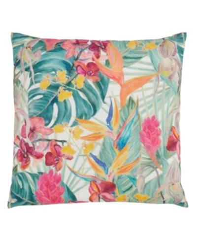 Saro Lifestyle Tropical Floral Printed Decorative Pillow, 18" X 18" In Multi