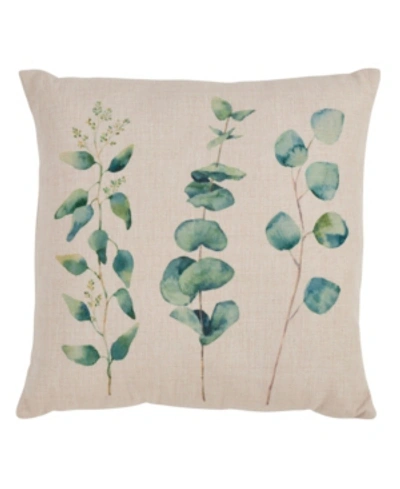 Saro Lifestyle Eucalyptus Printed Decorative Pillow, 18" X 18" In Natural
