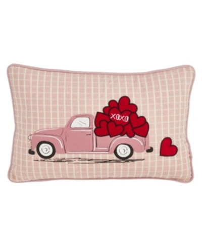 Saro Lifestyle Love Truck Print Throw Pillow, 13" X 20" In Blush