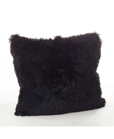 Saro Lifestyle Juneau Classic Faux Fur Throw Pillow, 18" X 18" In Black