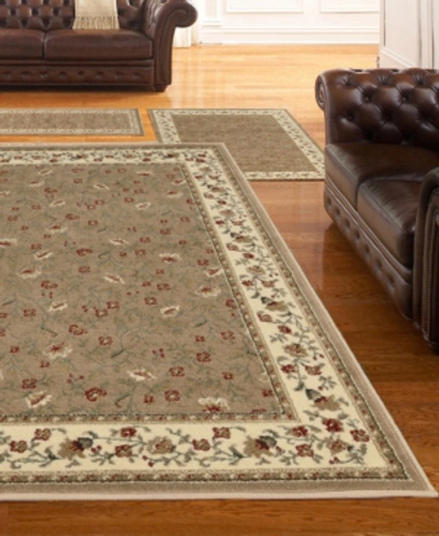 Km Home Area Rug Set, Roma Collection 3 Piece Set Floral In Biege
