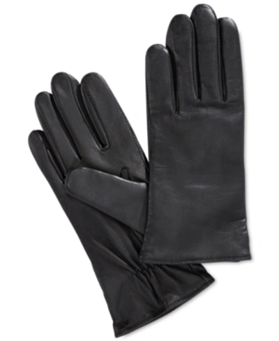 Charter Club Cashmere Lined Leather Tech Gloves, Created For Macy's In Black
